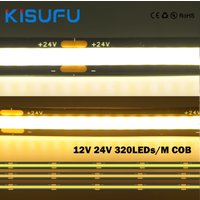 12V 24V COB LED Strip Light Black PCB Warm White Natural 320 LEDs/M High Quality Flexible Linear Lights Home TV Background Decor