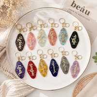 Trendy Retro Acrylic Zodiac Signs Personalized Glitter Keychains for Cars and Hotels Accessories for Women Handbags