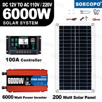 6000W Inverter & Solar System Complete Kit 12V To 110V/220V 100A Controller 300W Panel Off-Grid System for Home/Camping Backup