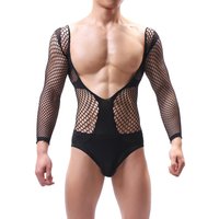 Sexy One-Piece Men's Bodysuit Double-Sided Wear Mesh Lace Hollow out Uniform Temptation Bodysuit for Adults