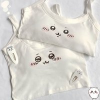 Japanese Chiikawa straps self-cultivation cute cartoon Chiikawa women's vest with padded cups ventilate sweet pure cotton straps