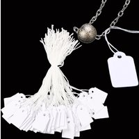 100pcs White Rectangular Paper Price Tag String Display Cards Promotion Label For Sales Jewelry Crafts Supplies Small Business