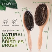 BOOMSLIFE Custom Logo Boar Bristle Hair Brush Women Wood HairBrush Detangle Straightener Hair Comb for Hair Barber Accessories