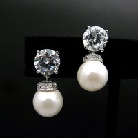 Simple Female Earrings 925 Sterling Silver 10mm Pearl Earrings Jewelry for Woman Girl Charm Wedding Party Couple Gift Jewelry