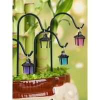 7PCS Glow in The Dark Mini Lantern Stakes Iron Fairy Light Decor Micro Landscape Succulent Pots Garden DIY Crafts