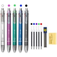 Multicolor Pen 6 in 1 Ballpoint Pen 5 Colors Ball Pens Refill and 0.5mm Mechanical Pencil Lead Office School Korean Stationery