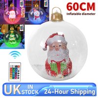 Inflatable Christmas Giant Ball Ornaments W/ LED Light Large PVC Decorated Ball Decoration Prop for Xmas Porch Lawn Yard Holiday