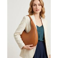 HIFASHION Genuine Leather Shoulder Bag For Women Retro Half Moon Hobo Underarm Purses Minimalist Cowhide Commuter Work Handbags