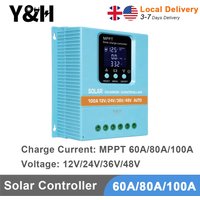 Y&H MPPT 60A 80A 100A Solar Charger Controller 12V 24V 36V 48V Auto for Seal, GEL, LifePO4 Battery Charger Solar Panel Regulator