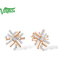VISTOSO Echte 14K 585 Roségold Ohrstecker für Damen mit Funkelnden Diamanten, Eleganter Alltagsschmuck, Geometrisch Zierlich, Feiner Schmuck