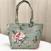 New Fashion Flower Printed Lunch Bag Portable Jacquard Handbag Zipper Large Capacity Mom's Bag Gift