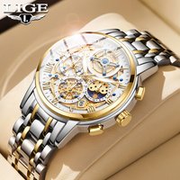 LIGE Men Watch Sport Quartz Watches Men Waterproof Chronograph Wristwatch Mens Military Hollow Clock Watch Man Relogio Masculino