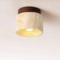 Japońska lampa sufitowa z trawertynu w stylu retro, kremowa, do korytarza, na balkon, do przedpokoju, lampa do przejścia, zachowaj klucze słowa.