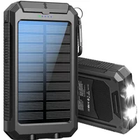 10000mAh Solar Charging Power Bank,Dual USB & Type C Output Port Multicharger Power Bank with Flashlight and Compass