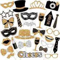 Wedding photo props ins wind wedding game atmosphere shooting props ornament 30pcs black gold photo props