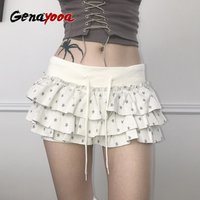 Genayooa Y2k Japanese Skirt Women Dot Mini A-line Pleated Skirts Streetwear Korean Style Irregular Skirts E-girls Short Skirt