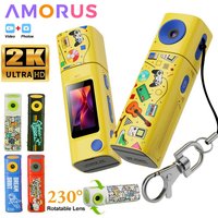 Lipstick CCD 2K Mini Thumb Camera Student Action Camera with 230° Rotatable Lens Photo Video Recorder Portable Keychain Camera