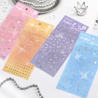 2Sheets/Pack 3D Foil Stamping Stickers Korean Ins Minimalist Decor for Journal, Toploader & Photo Album Postcard DIY