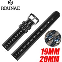 RDUNAE Original Factory Men's Rubber Watch Strap Outdoor Sports Waterproof Retro Classic 19mm 20mm Watch Reloj hombre watches fo