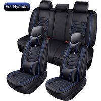 Autositzbezüge Komplettset, passend für Hyundai Tucson, Kona, i20, i30, i10, Santa Fe, Bayon, Nexo, universelle Autositzschoner aus PU-Leder, Airbag-kompatibel, für alle Jahreszeiten, einfache