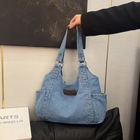 Casual Simple Women's Denim Shoulder Bags Large Capacity Thread Design Ladies Shopping Bag Tote Fashion Female Armpit Handbags
