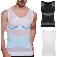 Men Compression Shirt Slimming Undershirt Body Shaper Chest Compression Tummy Control Tank Top Shapewear Underwear