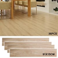 36pcs Self-Adhesive PVC Vinyl Floor Tiles, Realistic Wood Grain Thick Panels, Slip-Resistant for Kitchens, Bathrooms And Living Rooms