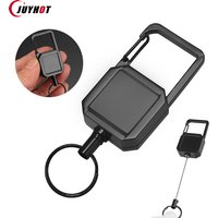 Latest Steel Wire Rope High Resilience Retractable Key Chain Outdoor Carabiner D-type Anti Lost Easy To Pull Buckle Keyring