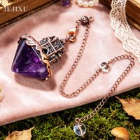 Castle Real Natural Gem Stone Crystal Pendulum for Divination Witch Amethysts Pink Quartz Lapis Lazuli Spiritual Pendulos x452