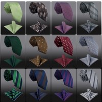 Mens Necktie Pocket Square Set Blue Classic Luxury Striped Wedding Guest Gift Christmas Grey