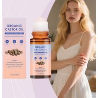 Organic Castor Oil With Rose Quartz Roller 50ml Cold Pressed Extra Virgin Hexane Free Body Massage Oil Hair Eyelash Growth