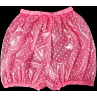 Plastic Diaper Cover PVC Short Leakproof Incontinence Pants Soft Waterproof Transparent Pink Dot