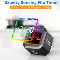Minimalist Magnetic Flip Timer Gravity Sensing Digital Countdown Cube Silent Desk Clock for Office Study Kitchen Rechargeable 20