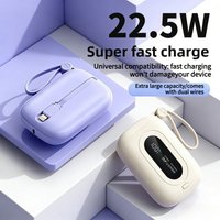 20000mAh Mini Portable Power Bank 22.5W Built-In Cable Fast Charging Compatible with iPhone 17 16 15 Pro Max Samsung S25 S24