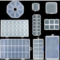 Boîte à bijoux de rangement en plastique Transparent, compartiment réglable, conteneur pour perles, boucles d'oreilles, boîte rectangulaire à bijoux