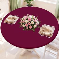 Round Stretch Tablecloth Elastic Polyester Washable White Table Cover Rectangle Waterproof Picnic Outdoor Party Wedding Decor image 4
