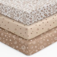 3-Pack Organic Crib Sheets for Boys Girls Crib Mattress Sheet Neutral Breathable Jersey Cover for Baby Bed Toddler Mattress Soft