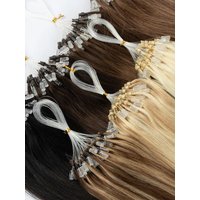 YWUEXT Micro Loop Ring Human Hair Extensions 14"-20" Natural Black Brown Blonde Link Hair 50 Strands Micro Beads Extensions 30g/pack 9 Colors Available