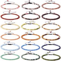 4mm Natural Stone Beads Bracelet Adjustable Rope String Braided Bracelets For Women Men Handmade Colorful Quartzs Wristbands