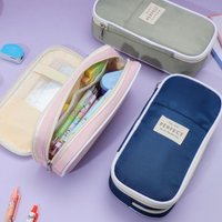 Large Capacity Multi-layer Macaron Pencil Case Simple Stationery Box Multifunctional Student Pencil Case Storage Bag