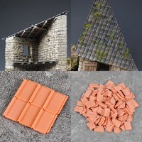 Assembly house tile roof Building components diorama Scale model kit 1/32 1/35