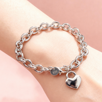 Hot Y2k Style 925 Sterling Silver Lucky Heart Lock Bracelets for Women Wedding Accessories Holiday Gift Party Fashion Jewelry