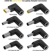 Laptop Power Adapter Connector 240W DC Jack 6.0*3.7mm Female to Universal Male Plug Converter for Lenovo Hp Dell Asus Notebook
