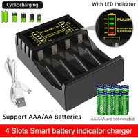 4 Slots Battery Charger For AAA/AA Rechargeable Batter Charger With LED Indicator Charger Cable For aa/aaa Ni-MH/Ni-Cd Batteries
