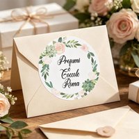 Custom Personalized Text Name Date Greenery Rose Wreath Round Stickers Personalized Business Labels A Variety of Size Options