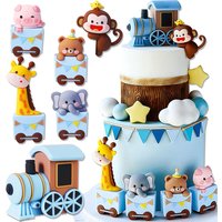 Baby Animals Cake Decorations Blue Gold Balls Cake Topper Bears Cake Decoration Baby Shower Birthday Cake Decoration