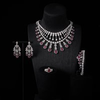 00037 Bridal Necklace Sets for Women Unique Jewelry Cubic Zirconia Layer Jewellery Set Dubai Saudi Party Engagement Accessory