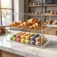 2/3-Tiers Bakery Display Case, Acrylic Pastry Display Case Storage Box for Dessert Donut Bread Cake Cupcake Bagels Cookie