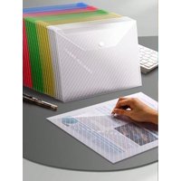 20 Pieces A4 File Bags with Button Transparent Large Capacity Plastic Document Bags Waterproof Storage for Business Office Use