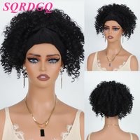 SQRDGQ Synthetic Hair Woman Wigs Short Headband Wig Kinky Curly Wigs for Woman Brown Black Wigs on Clearance Sale High Quality